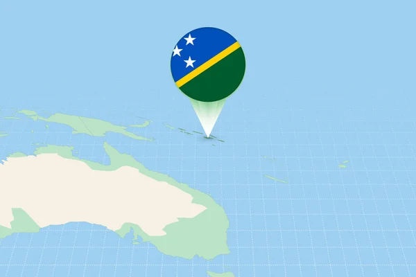 Map Illustration Solomon Islands Flag Cartographic Illustration Solomon Islands Neighboring — 图库矢量图片