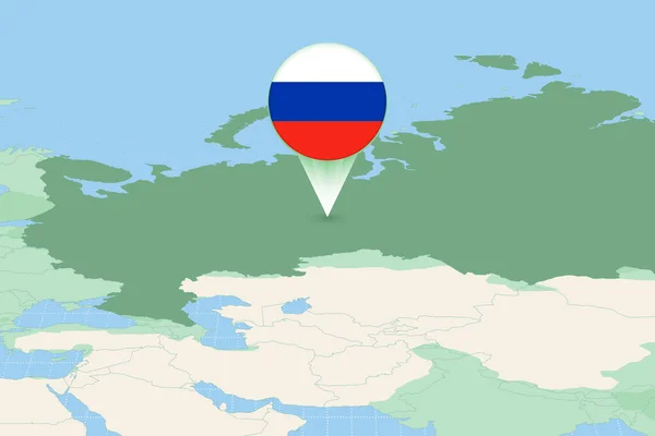 Kartenillustration Von Russland Mit Der Flagge Kartographische Darstellung Russlands Und — Stockvektor