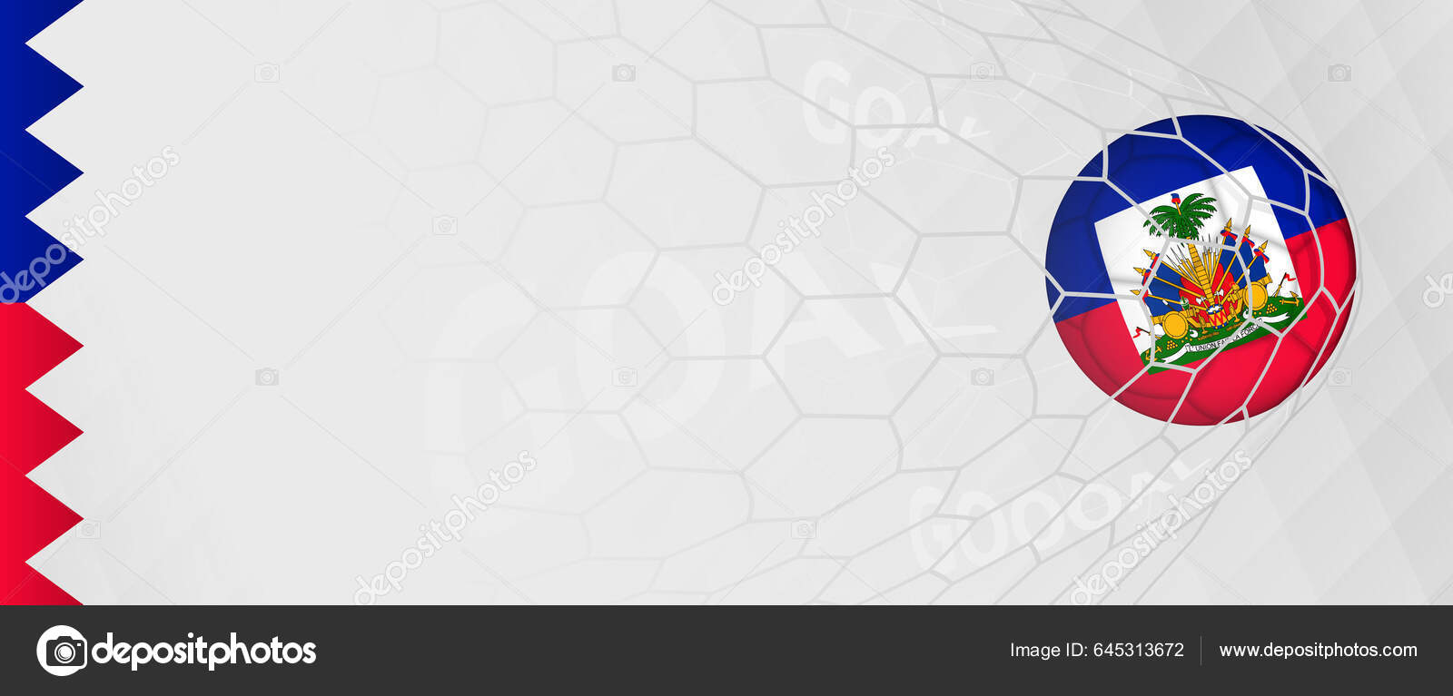 Banner Design Football Ball Flag Haiti Football Net Goal National Stock