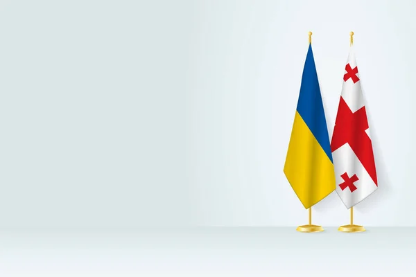 Flaggor Ukraina Och Georgien Flaggstång Möte Mellan Två Länder — Stock vektor