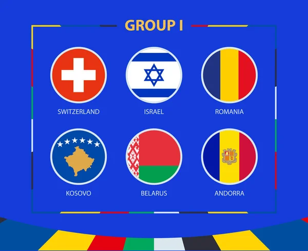 Banderas Círculo Del Grupo Participantes Del Torneo Europeo Fútbol 2024 — Vector de stock