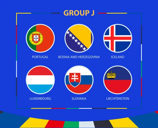Banderas Círculo Del Grupo Participantes Del Torneo Europeo Fútbol 2024 — Vector de stock