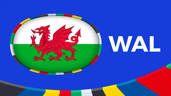 Σημαία Ουαλίας Στυλιζαρισμένη Για Ευρωπαϊκό Πρωτάθλημα Ποδοσφαίρου — Διανυσματικό Αρχείο