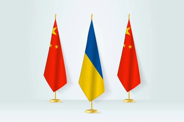 stock vector Meeting concept between Ukraine and China.