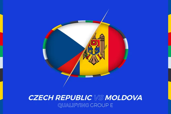 Tjeckien Moldavien Ikon För Europeisk Fotbollsturnering Kvalificering Grupp — Stock vektor
