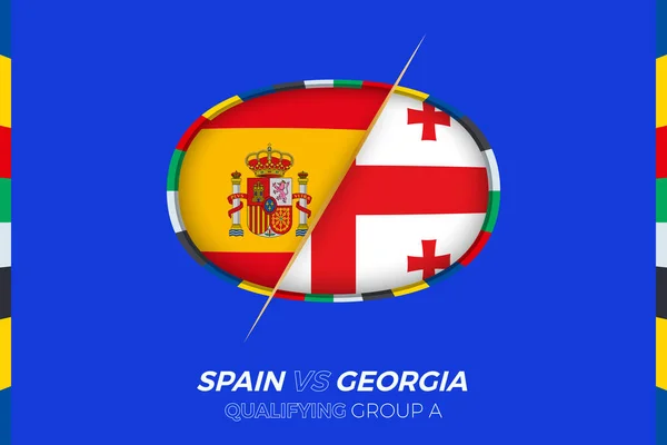 西班牙对格鲁吉亚欧洲足球资格赛图标 — 图库矢量图片