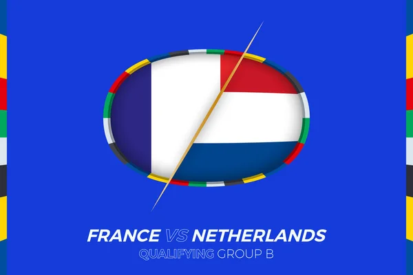 Francia Países Bajos Icono Para Clasificación Torneo Fútbol Europeo Grupo — Vector de stock