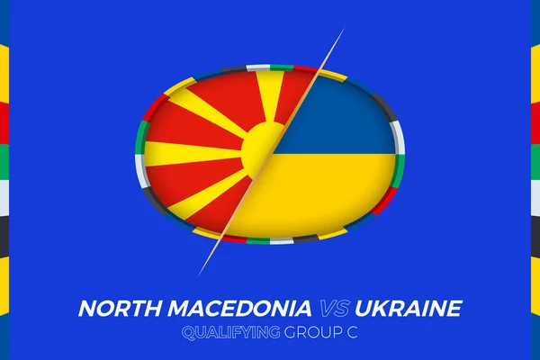 Macédoine Nord Ukraine Icône Pour Qualification Tournoi Football Européen Groupe — Image vectorielle