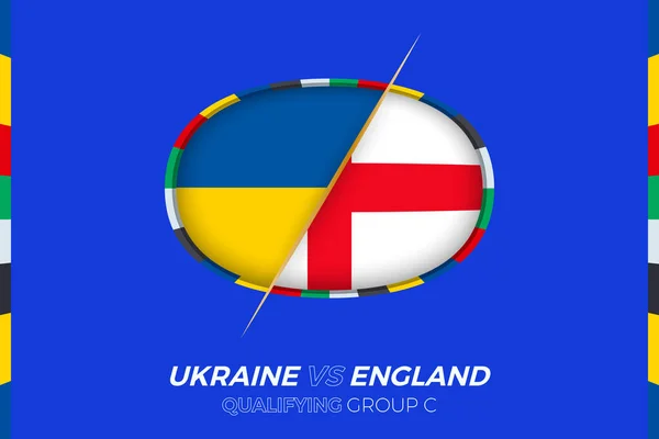Ucraina Inghilterra Icona Qualificazione Tornei Calcio Europei Gruppo — Vettoriale Stock