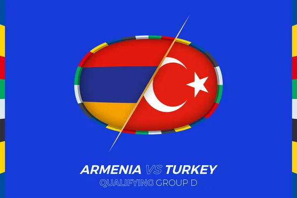 Avrupa Futbol Turnuvası Elemeleri Için Ermenistan Türkiye Ikonu Grubu — Stok Vektör