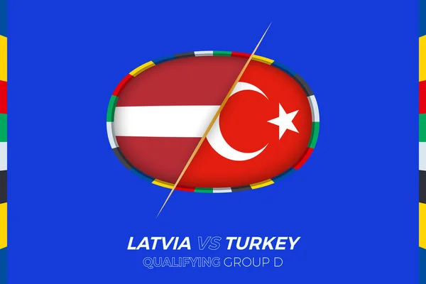 Lettland Turkiet Ikon För Europeisk Fotbollsturnering Kvalificering Grupp — Stock vektor