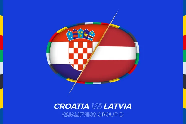 Kroatien Lettland Ikon För Europeisk Fotbollsturnering Kvalificering Grupp — Stock vektor