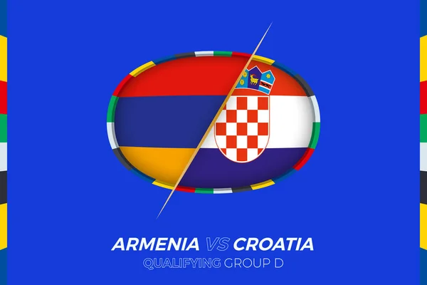 Armenien Kontra Kroatien Ikon För Europeisk Fotbollsturnering Kvalificering Grupp — Stock vektor