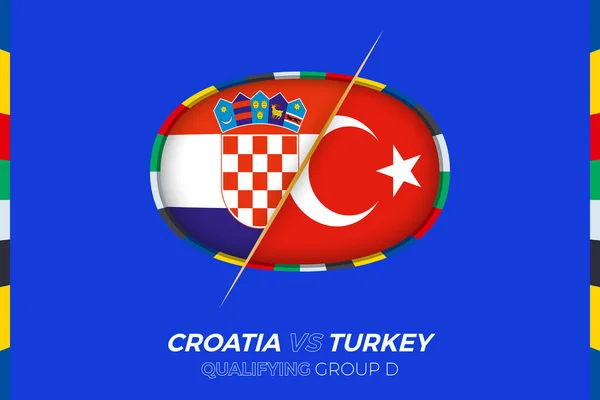 Kroatien Turkiet Ikon För Europeisk Fotbollsturnering Kvalificering Grupp — Stock vektor