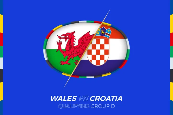 Ουαλία Εναντίον Κροατίας Εικονίδιο Για Την Πρόκριση Του Ευρωπαϊκού Τουρνουά — Διανυσματικό Αρχείο