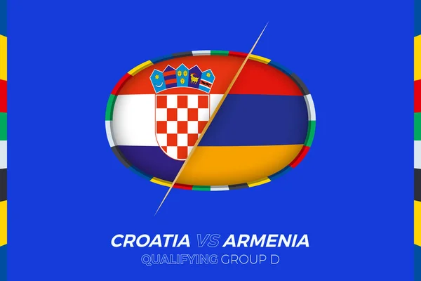 クロアチアVsアルメニアのアイコン ヨーロッパサッカートーナメント予選 グループD — ストックベクタ