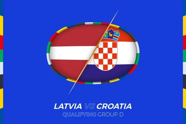 ラトビアVsクロアチアのアイコン ヨーロッパサッカートーナメント予選 グループD — ストックベクタ