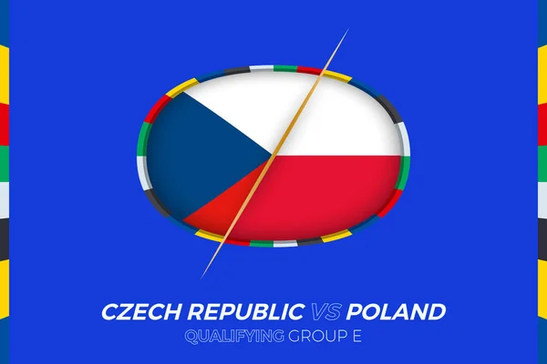 Tjeckien Polen Ikon För Europeisk Fotbollsturnering Kvalificering Grupp — Stock vektor