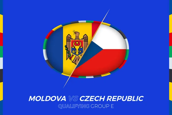 Moldavien Kontra Tjeckien Ikon För Europeisk Fotbollsturnering Kvalificering Grupp — Stock vektor