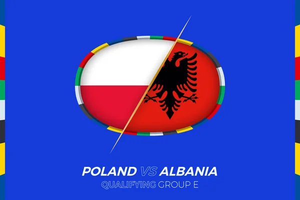 Polen Albanien Ikon För Europeisk Fotbollsturnering Kvalificering Grupp — Stock vektor