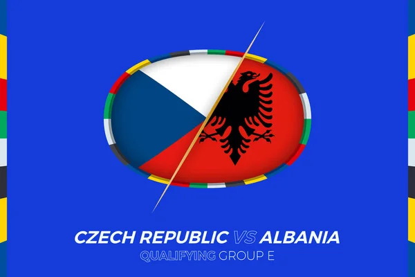 Tjeckien Albanien Ikon För Europeisk Fotbollsturnering Kvalificering Grupp — Stock vektor