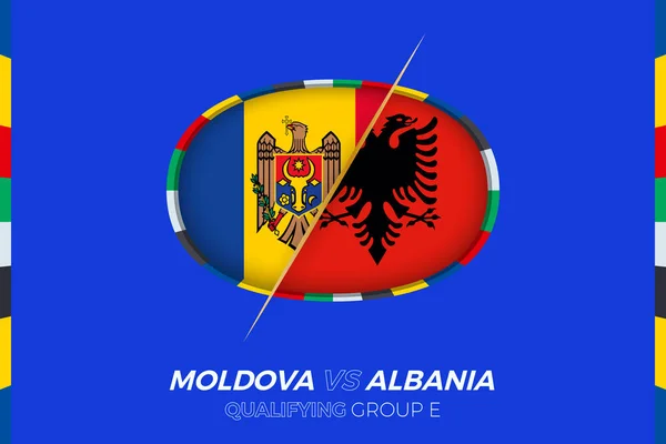 Moldavien Kontra Albanien Ikon För Europeisk Fotbollsturnering Kvalificering Grupp — Stock vektor