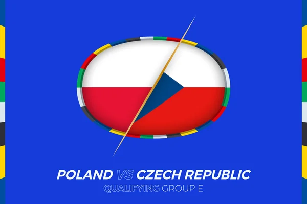 Polen Tjeckien Ikon För Europeisk Fotbollsturnering Kvalificering Grupp — Stock vektor