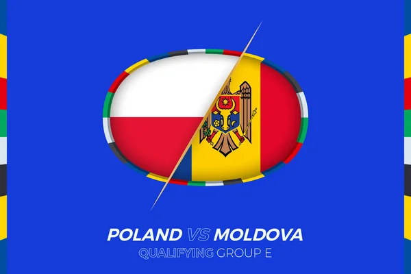 Polska Mołdawia Ikona Kwalifikacji Europejskich Turniejów Piłkarskich Grupa — Wektor stockowy