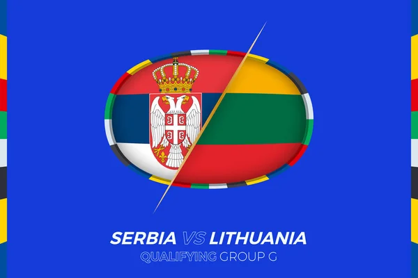 Serbien Litauen Ikon För Europeisk Fotbollsturnering Kvalificering Grupp — Stock vektor