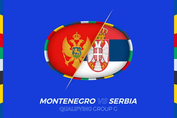 Montenegro Serbien Ikon För Europeisk Fotbollsturnering Kvalificering Grupp — Stock vektor