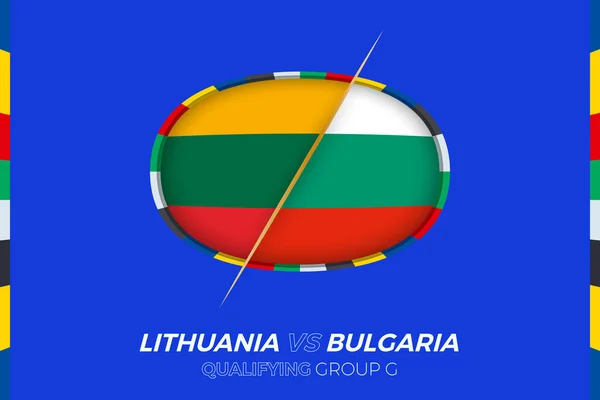 Litauen Kontra Bulgarien Ikon För Europeisk Fotbollsturnering Kvalificering Grupp — Stock vektor