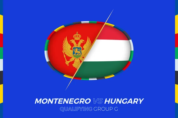 Montenegro Ungern Ikon För Europeisk Fotbollsturnering Kvalificering Grupp — Stock vektor