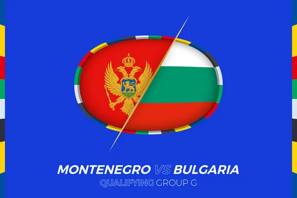 Montenegro Bulgarien Ikon För Europeisk Fotbollsturnering Kvalificering Grupp — Stock vektor