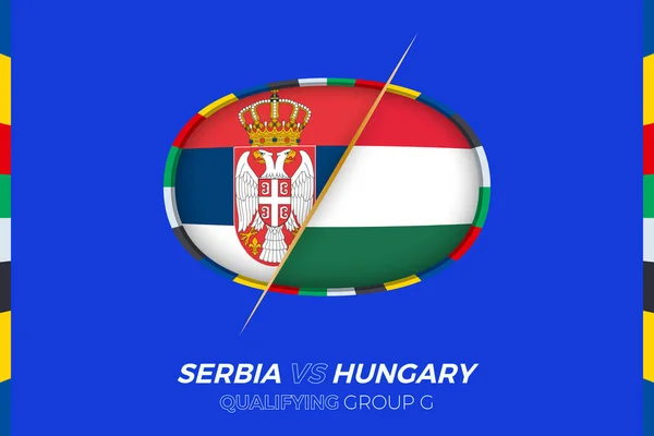 Serbien Kontra Ungern Ikon För Europeisk Fotbollsturnering Kvalificering Grupp — Stock vektor
