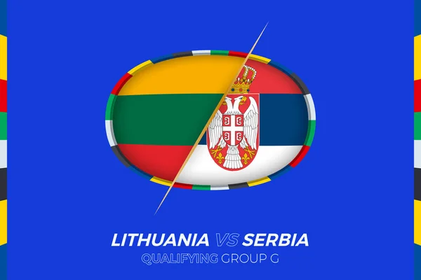 Litauen Serbien Ikon För Europeisk Fotbollsturnering Kvalificering Grupp — Stock vektor