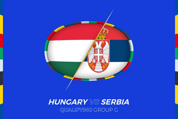 Hungría Serbia Icono Para Clasificación Torneo Fútbol Europeo Grupo — Archivo Imágenes Vectoriales