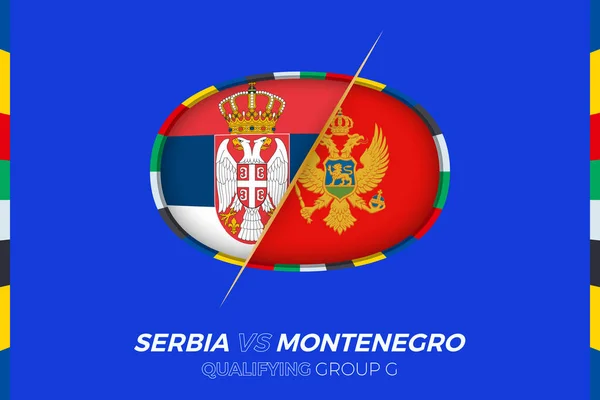 Serbien Montenegro Ikon För Europeisk Fotbollsturnering Kvalificering Grupp — Stock vektor