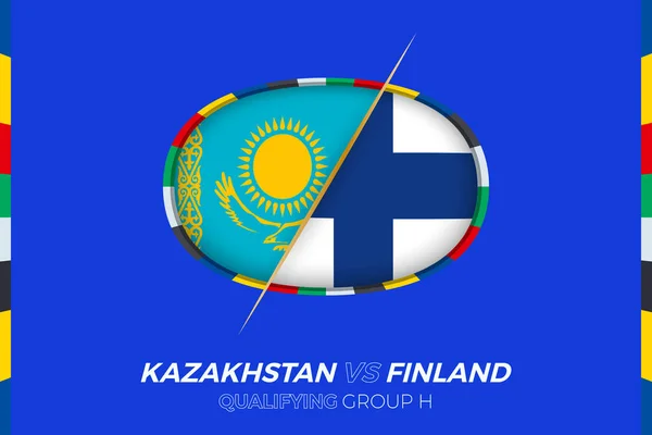 Kazakistan Finlandia Icona Qualificazione Tornei Europei Calcio Gruppo — Vettoriale Stock