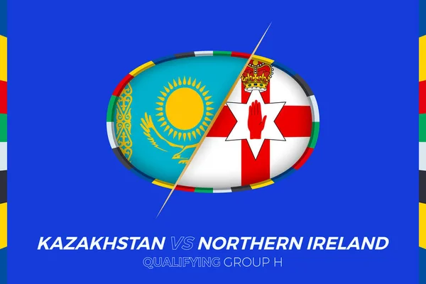カザフスタンVs北アイルランドヨーロッパサッカートーナメント予選のアイコン グループH — ストックベクタ