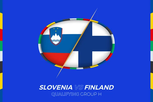 スロベニアVsフィンランドのアイコン 欧州サッカートーナメント予選 グループH — ストックベクタ