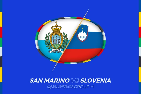 San Marino Slovenien Ikon För Europeisk Fotbollsturnering Kvalificering Grupp — Stock vektor