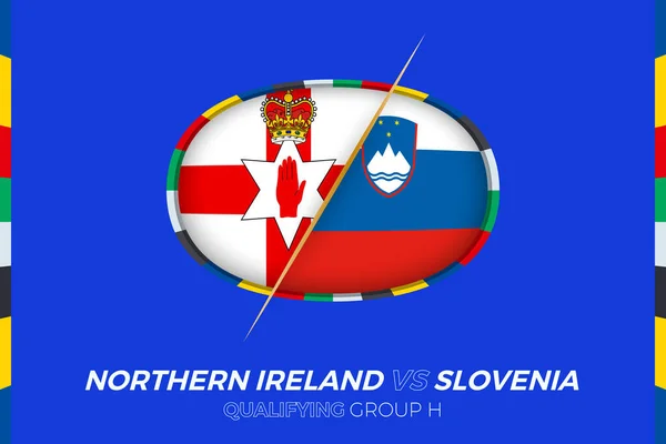 北爱尔兰对斯洛文尼亚欧洲足球资格赛图标 — 图库矢量图片