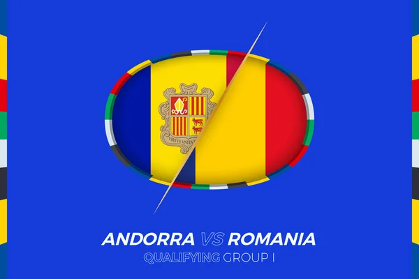 Εικονίδιο Ανδόρρας Ρουμανίας Για Την Πρόκριση Στο Ευρωπαϊκό Τουρνουά Ποδοσφαίρου — Διανυσματικό Αρχείο