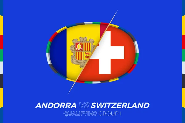 Andorra Suiza Icono Para Clasificación Del Torneo Fútbol Europeo Grupo — Vector de stock