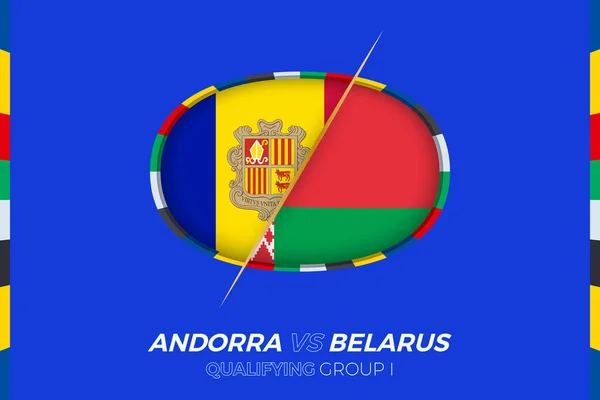 安道尔对白俄罗斯欧洲足球资格赛图标 第一组 — 图库矢量图片