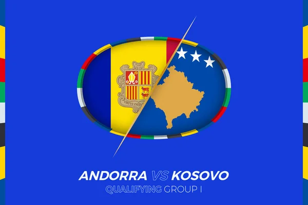 Andorra Kosovo Icono Para Clasificación Torneo Fútbol Europeo Grupo — Vector de stock