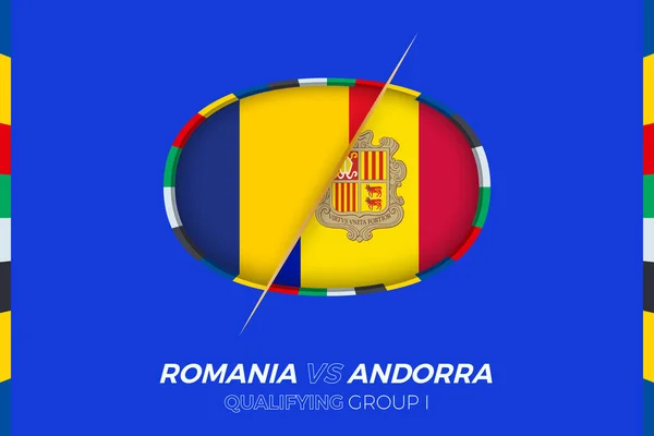 Romania Andorra Icona Qualificazione Tornei Calcio Europei Gruppo — Vettoriale Stock