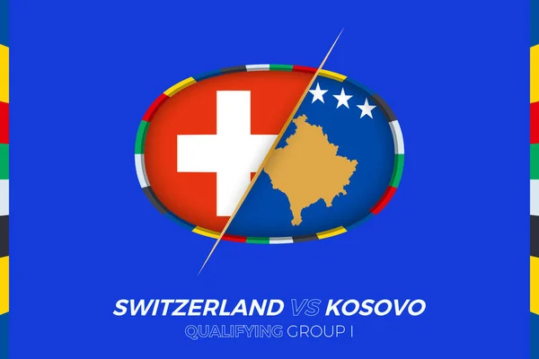 Schweiz Kosovo Ikon För Europeisk Fotbollsturnering Kvalificering Grupp — Stock vektor