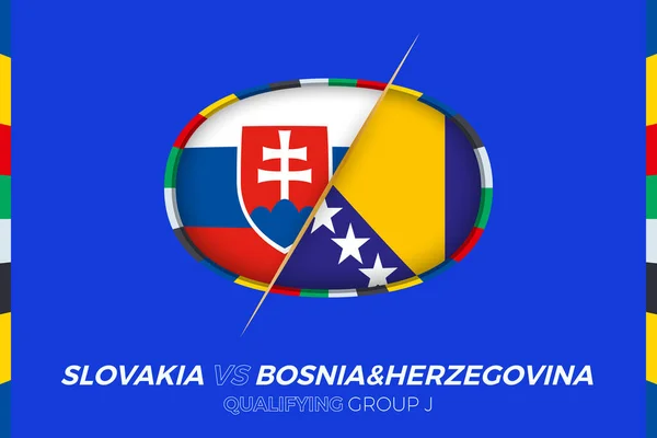 Slovakien Bosnien Och Hercegovina Ikon För Europeisk Fotbollsturnering Kvalificering Grupp — Stock vektor