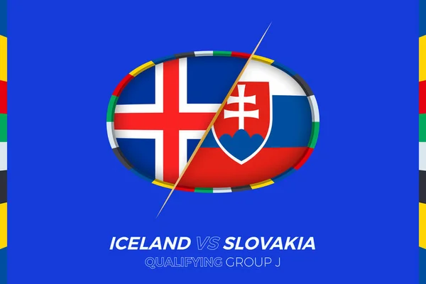 Island Slovakien Ikon För Europeisk Fotbollsturnering Kvalificering Grupp — Stock vektor